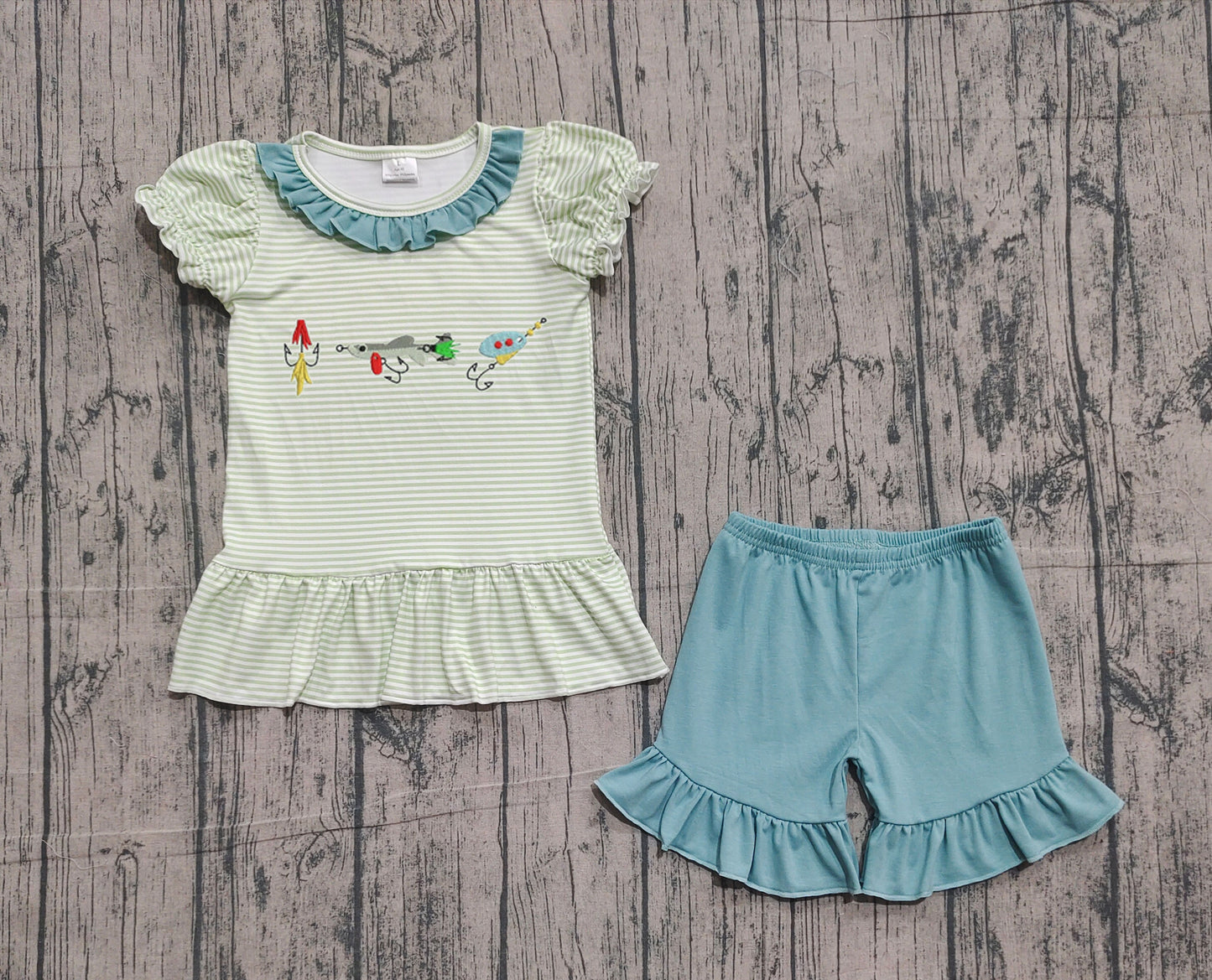 (Pre Order) No moq GSSO2792 PRE-ORDER baby girls clothes embroidery short sleeve shorts set-2025.11.8