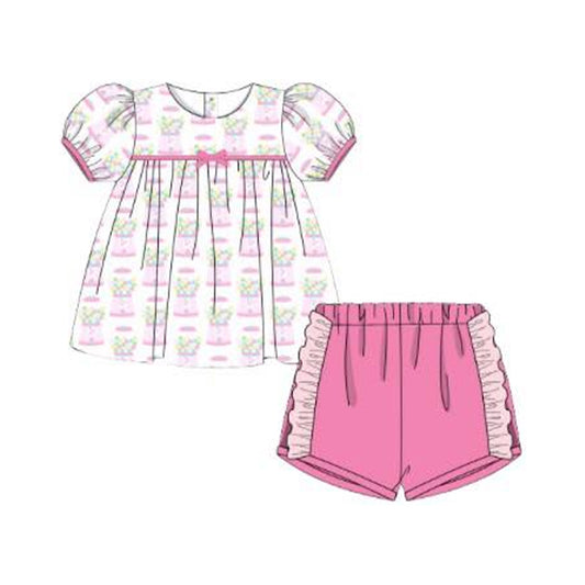 (Pre Order) No moq GSSO2870 Pre-order baby girl clothes pink short sleeve shorts sets-2025.11.14