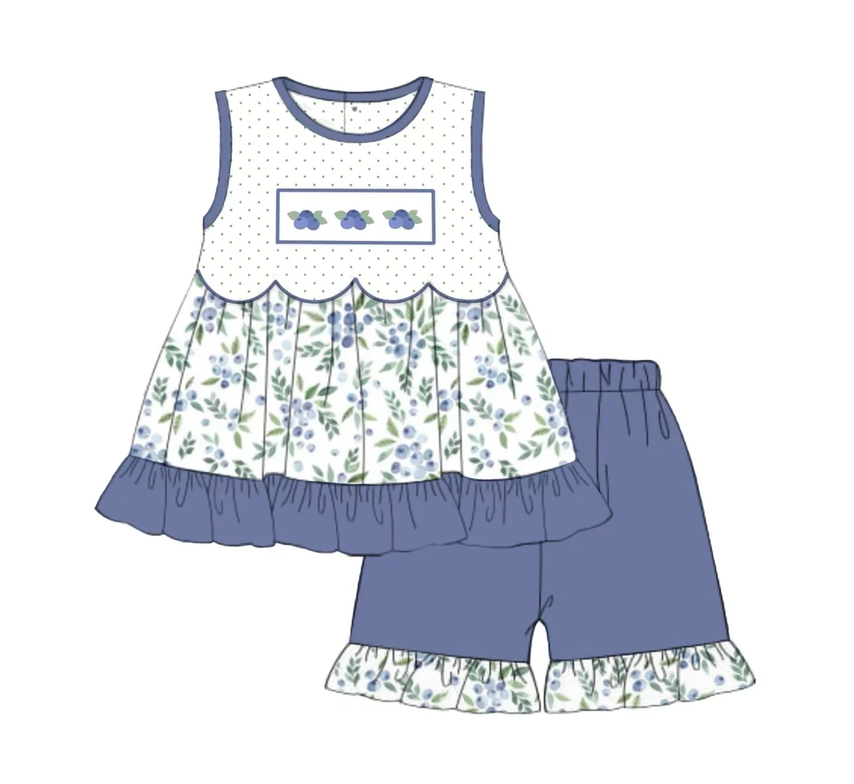 (Pre Order) No moq GSSO2874 Pre-order baby girl clothes floral sleeveless shorts sets-2025.11.14