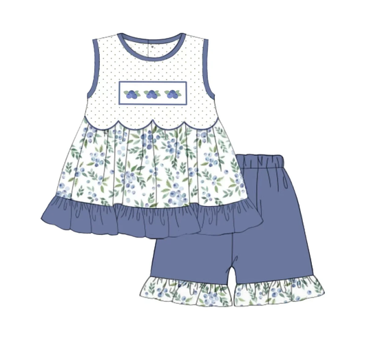 (Pre Order) No moq GSSO2874 Pre-order baby girl clothes floral sleeveless shorts sets-2025.11.14
