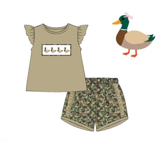 (Pre Order) No moq GSSO2875 Pre-order baby girl clothes duck flying sleeve shorts sets-2025.11.14
