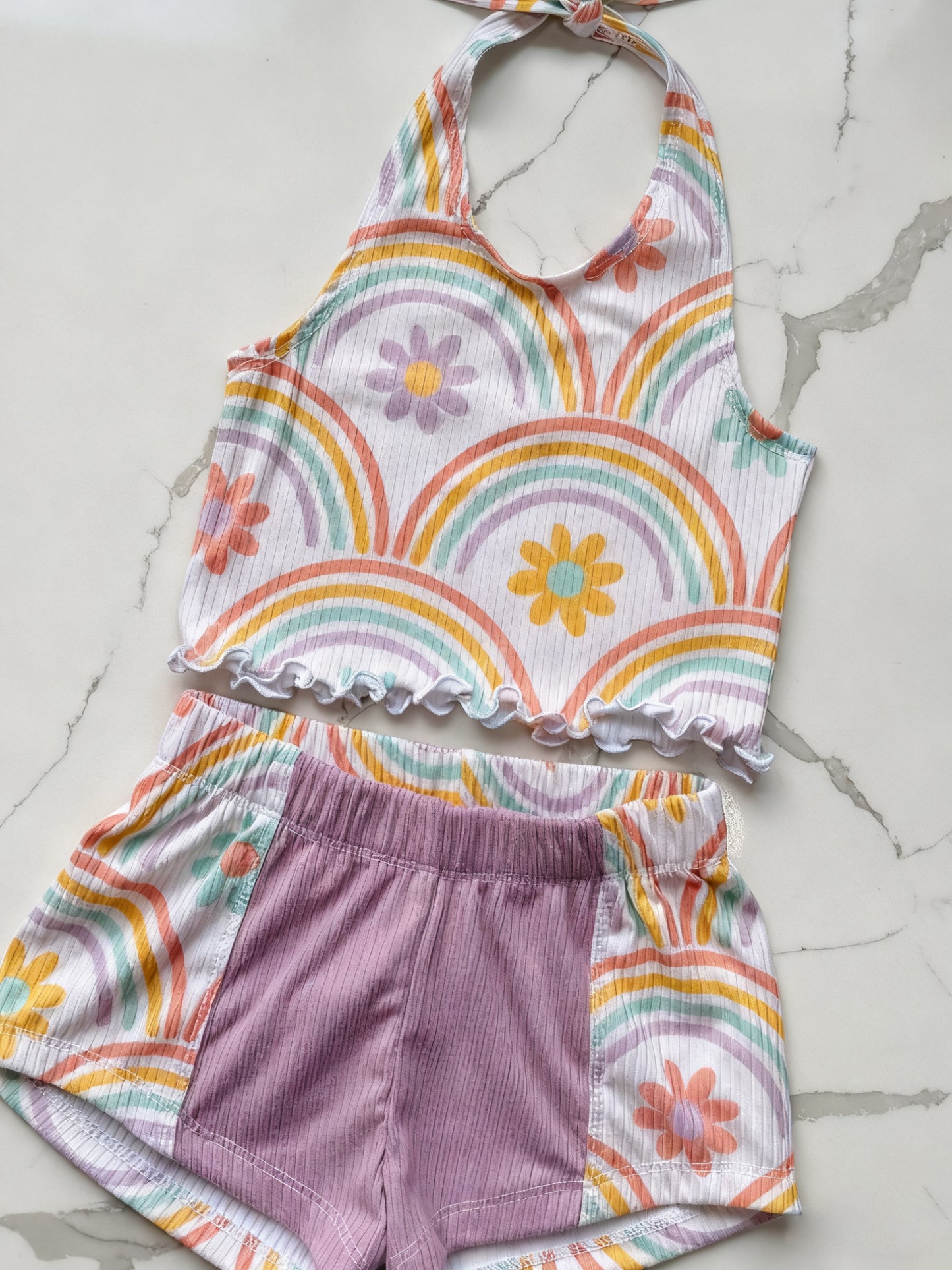 (Pre Order) No moq GSSO2890 Pre-order baby girl clothes floral suspender shorts sets-2025.11.15