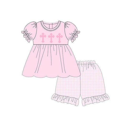 (Pre Order) No moq GSSO2916 Pre-order baby girl clothes easter short sleeve shorts sets-2025.11.19
