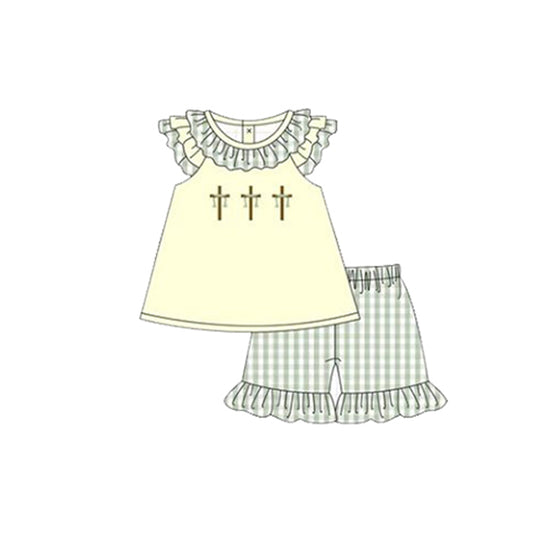 (Pre Order) No moq GSSO2923 Pre-order baby girl clothes easter sleeveless shorts sets-2025.11.21