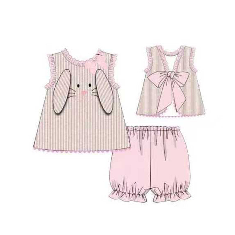 (Pre Order) No moq GSSO2924 Pre-order baby girl clothes easter sleeveless shorts sets-2025.11.21