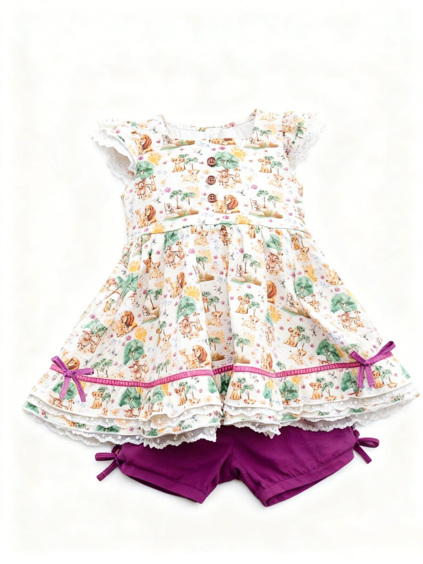 (Pre Order) No moq GSSO2925 Pre-order baby girl clothes animal flying sleeve shorts sets-2025.11.21