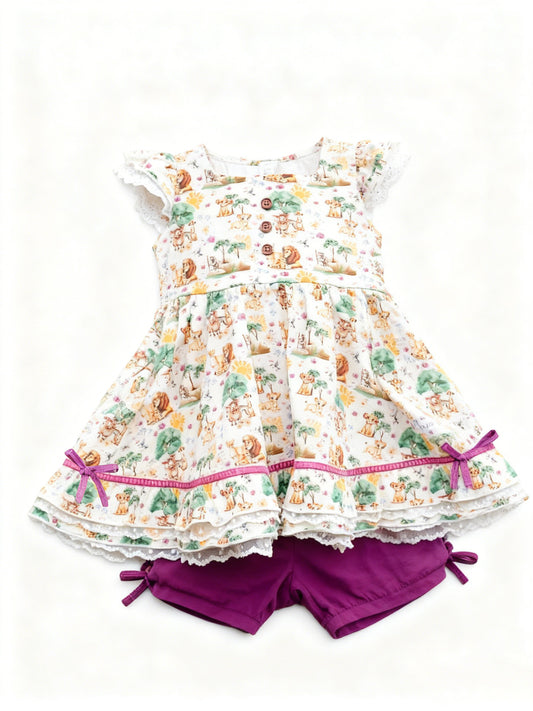 (Pre Order) No moq GSSO2925 Pre-order baby girl clothes animal flying sleeve shorts sets-2025.11.21