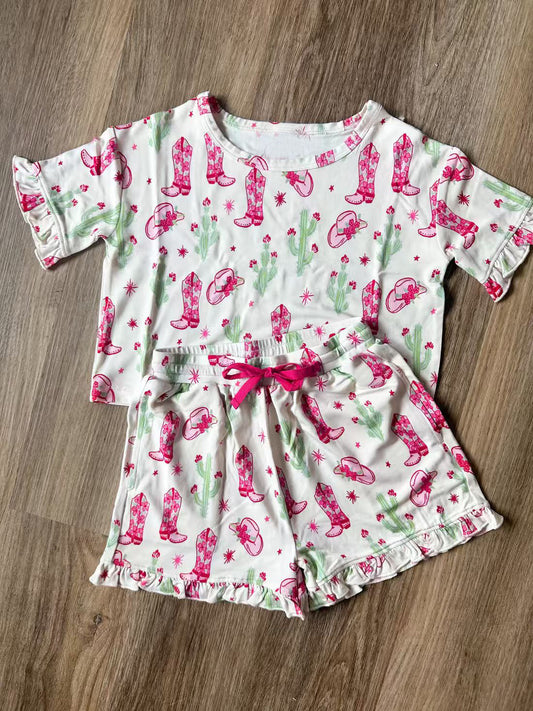 (Pre Order) No moq GSSO2937 Pre-order baby girl clothes boot hat catcus short sleeve shorts sets-2025.11.22