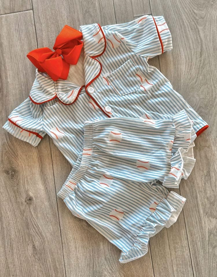 (Pre Order) No moq GSSO2941 Pre-order baby girl clothes baseball short sleeve shorts sets-2025.11.22