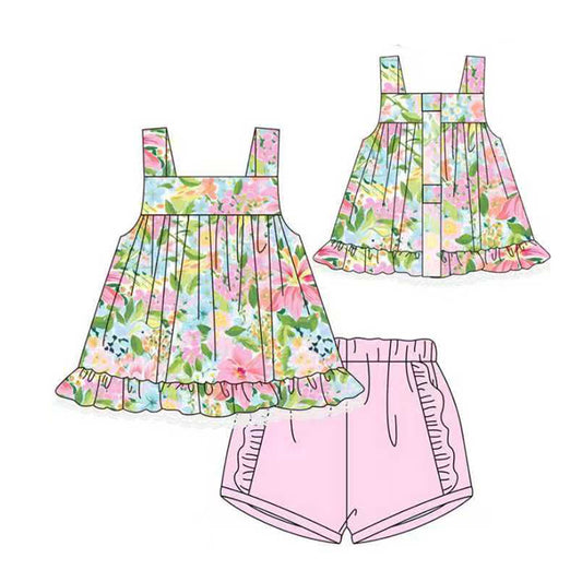 (Pre Order) No moq GSSO2945 Pre-order baby girl clothes sleeveless shorts sets-2025.11.24