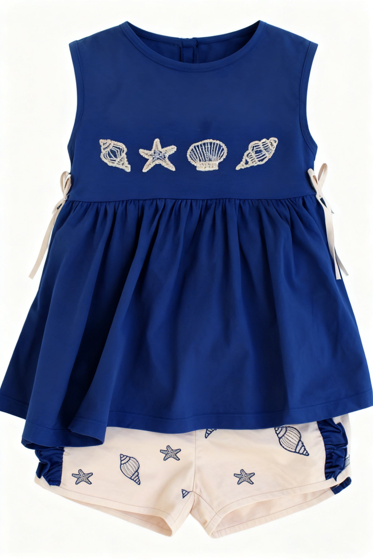 (Pre Order) No moq GSSO2965 Pre-order baby girl clothes navy blue sleeveless shorts sets-2025.11.26