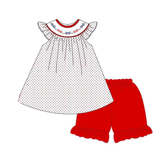 (Pre Order) No moq GSSO2967 Pre-order baby girl clothes bow flying sleeve shorts sets-2025.11.26