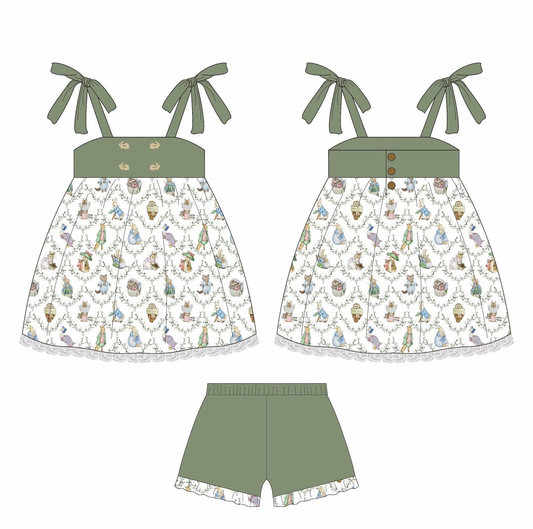 (Pre Order) No moq Pre-order baby girl clothes suspender shorts sets-25.12.1
