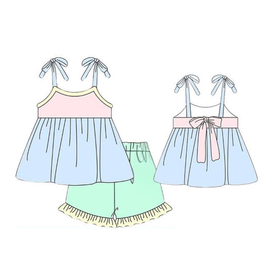 (Pre Order) No moq Pre-order baby girl clothes suspender shorts sets-25.12.6