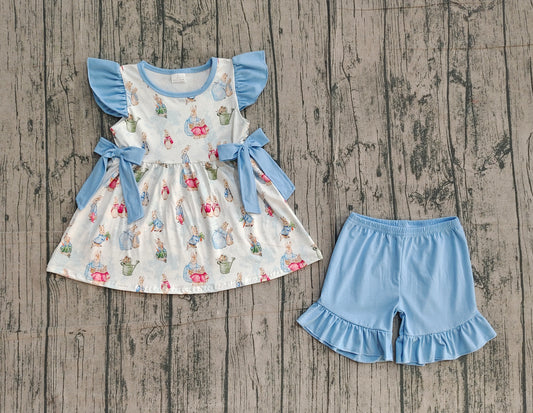 (Pre Order) No moq Pre-order baby girl clothes easter flying sleeve shorts sets-2025.12.29