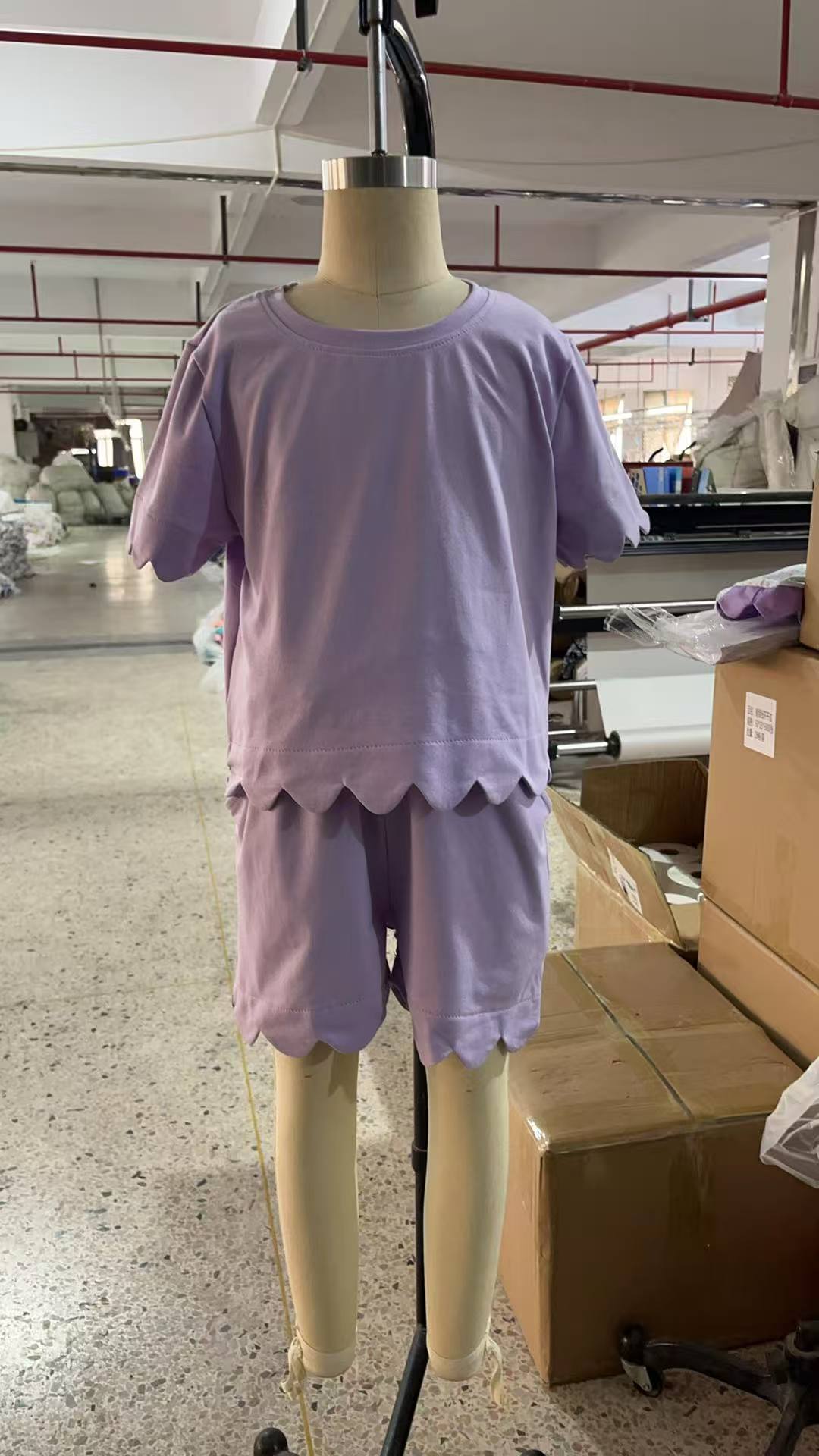 (Pre Order) No moq GSSO3171 Pre-order baby girl clothes purple short sleeve shorts sets-26.1.17