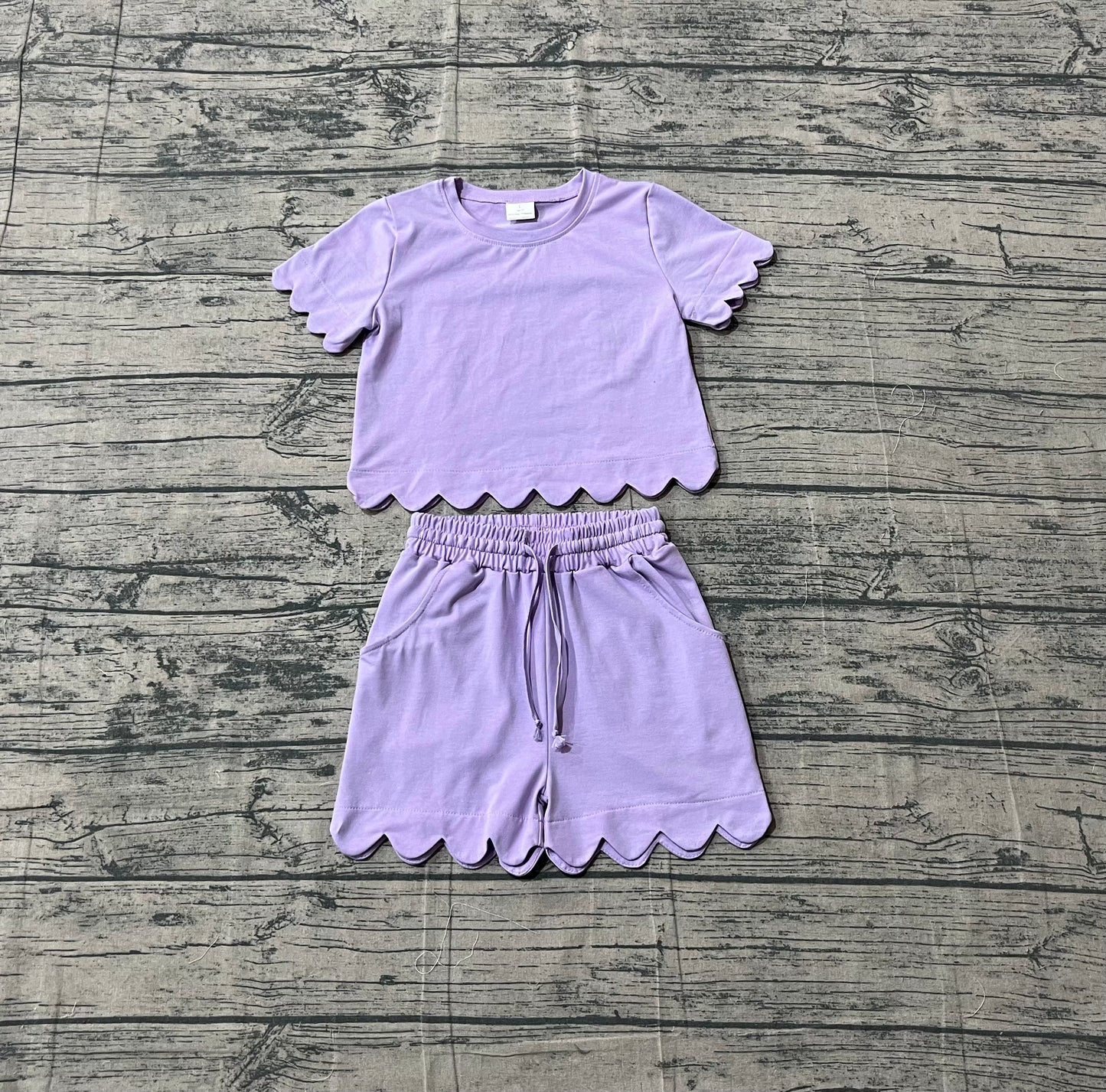 (Pre Order) No moq GSSO3171 Pre-order baby girl clothes purple short sleeve shorts sets-26.1.17