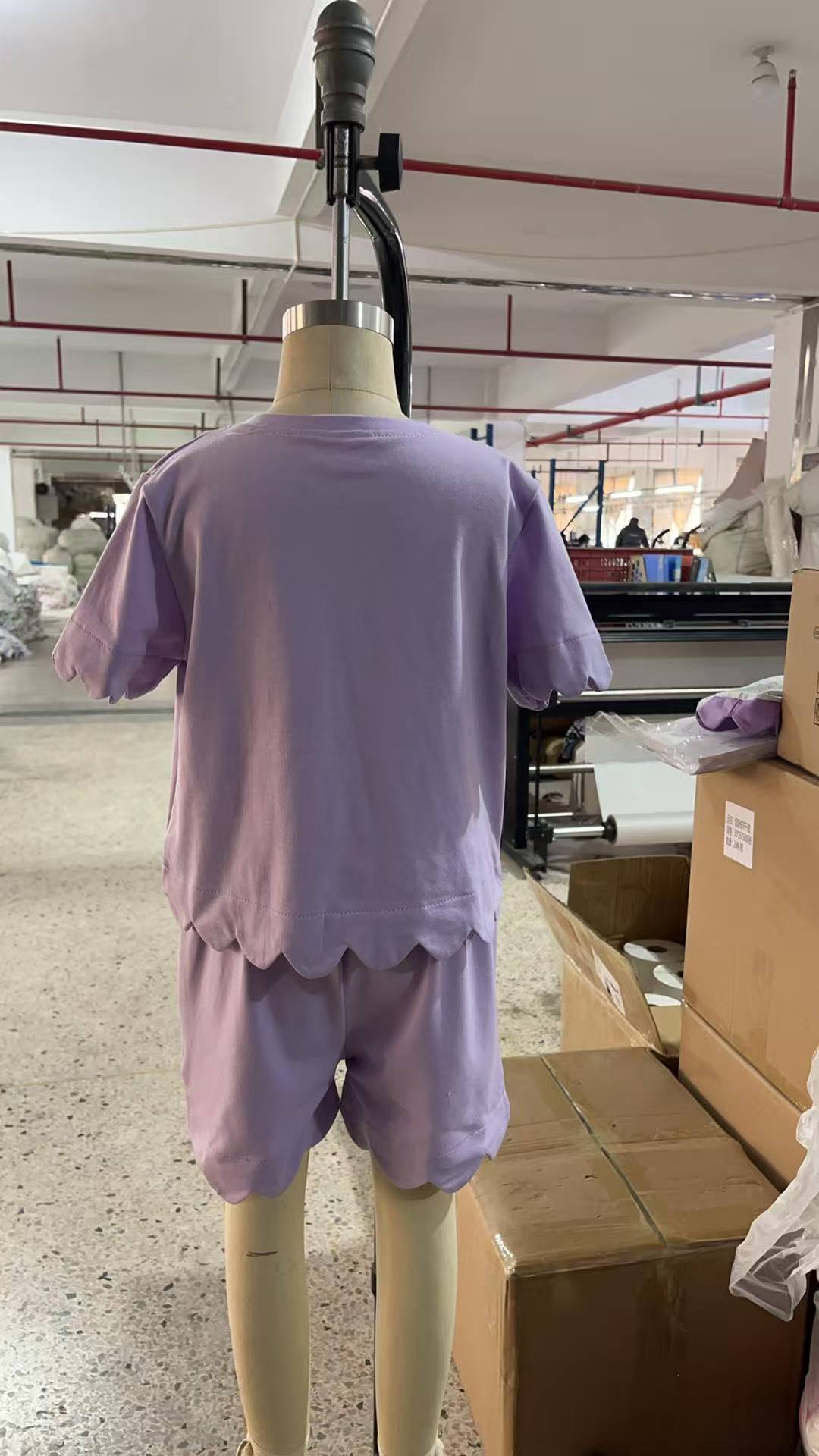 (Pre Order) No moq GSSO3171 Pre-order baby girl clothes purple short sleeve shorts sets-26.1.17