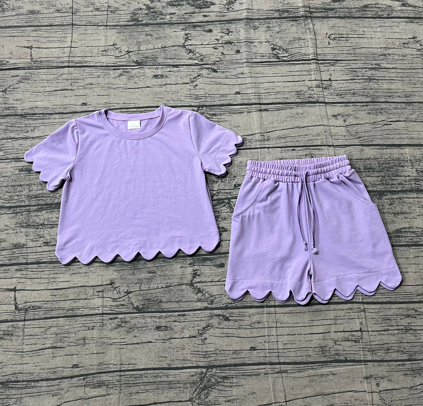 (Pre Order) No moq GSSO3171 Pre-order baby girl clothes purple short sleeve shorts sets-26.1.17