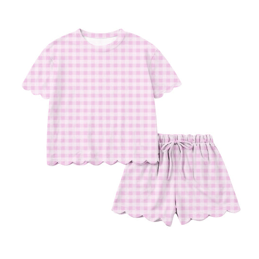 (Pre Order) No moq GSSO3183 Pre-order scallop baby girl clothes pink short sleeve shorts sets-2026.1.14