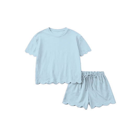 (Pre Order) No moq GSSO3202 Pre-order scallop adult clothes summer short sleeve shorts sets-26.1.15