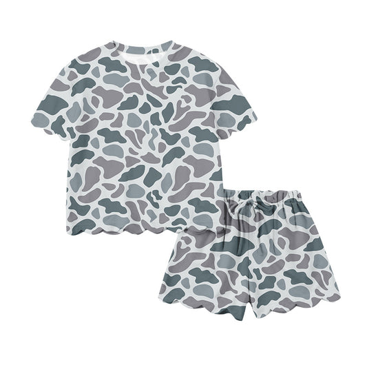 (Pre Order) No moq GSSO3226 Pre-order scallop baby girl clothes camouflage short sleeve shorts sets-2026.1.16