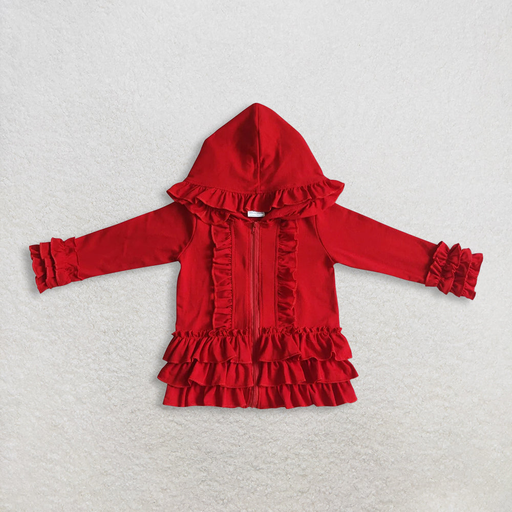 RTS NO MOQ Sibling baby girl clothes lace red hooded long-sleeved sets and top and pants