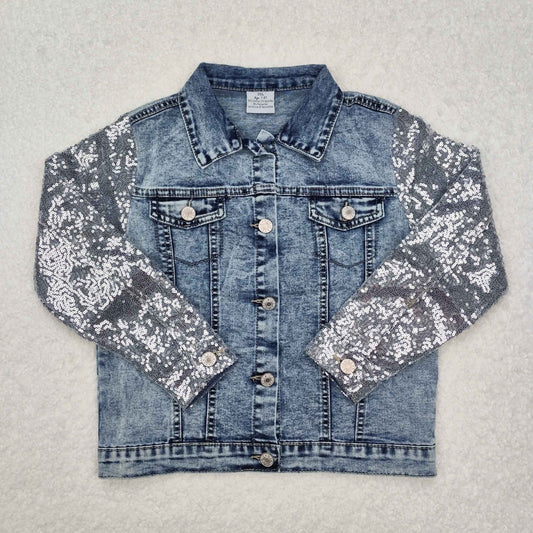 GT0148 Blue Sequined Denim Jacket