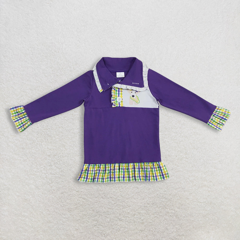 RTS NO MOQ Sibling Baby Girls Mardi Gras Outfit Set and top and jeans pants