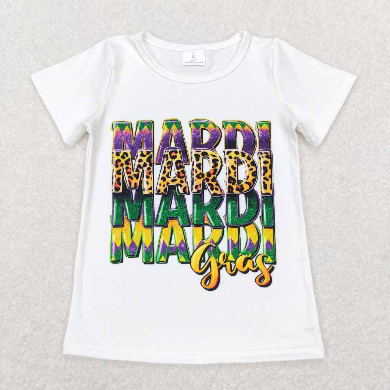 RTS NO MOQ Baby Girls Mardi gras short Sleeve top Print Styles