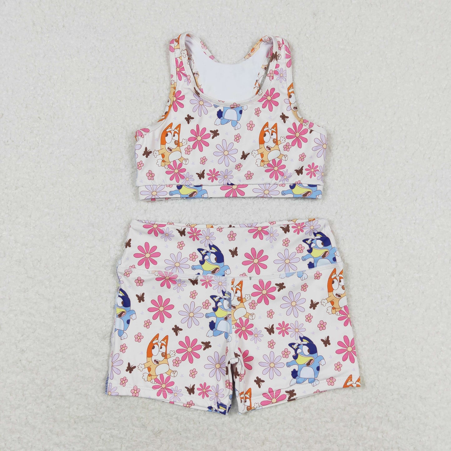 rts no moq GT0516+SS0213 bluey flower butterfly sleeveless top shorts sets