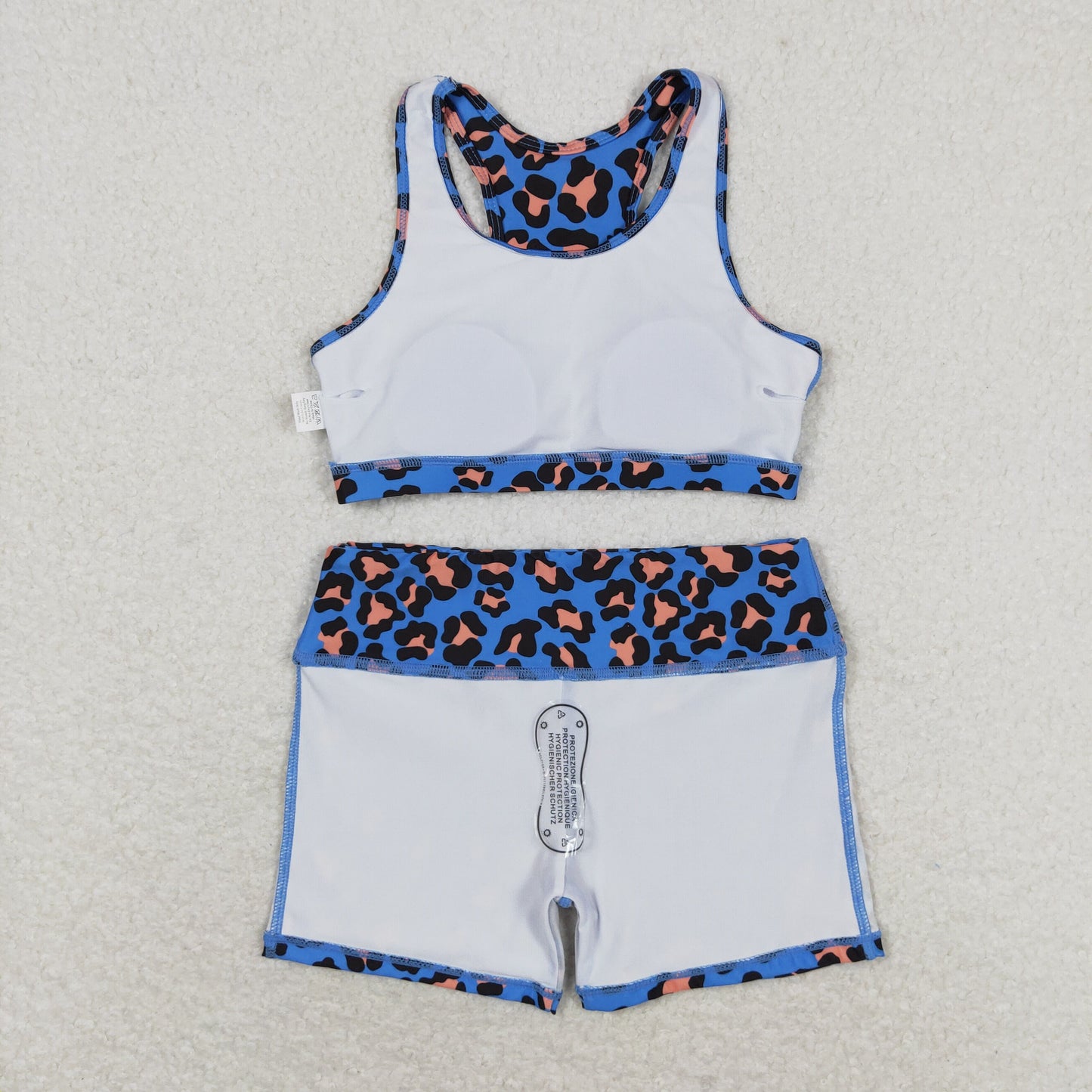 rts no moq GT0517+SS0214 Blue and orange leopard print sleeveless top shorts sets