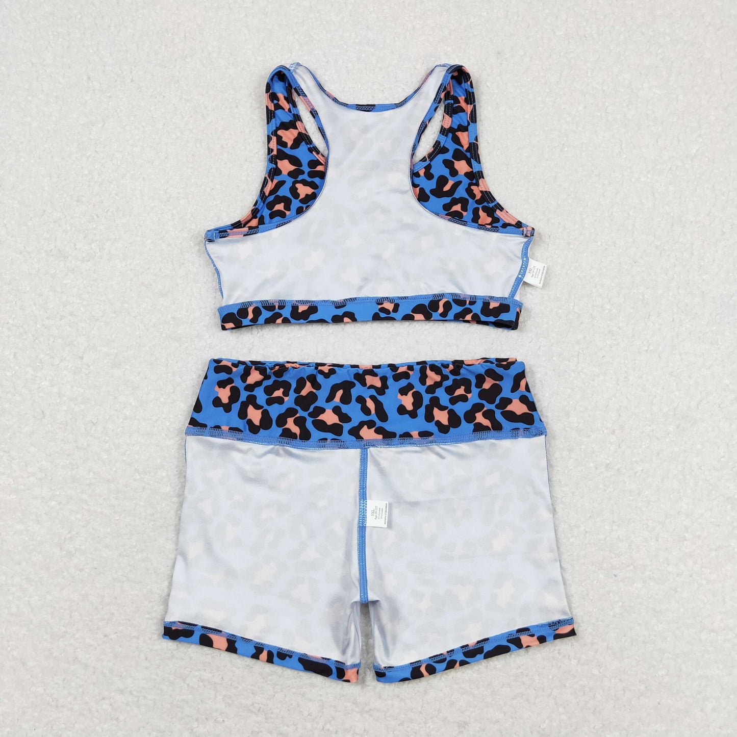 rts no moq GT0517+SS0214 Blue and orange leopard print sleeveless top shorts sets