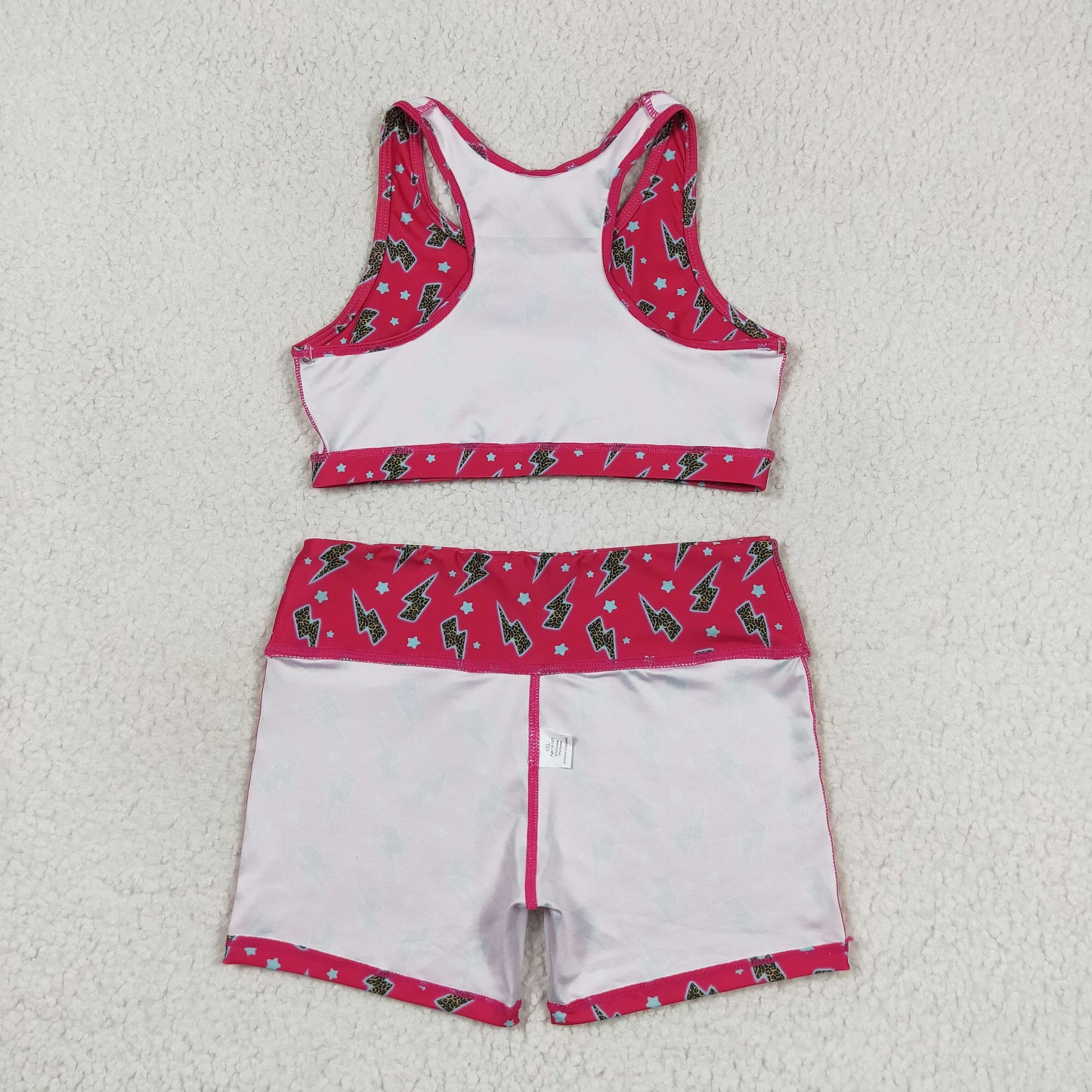 rts no moq GT0519+SS0216 Star Lightning Rose Red Sleeveless Top Shorts sets