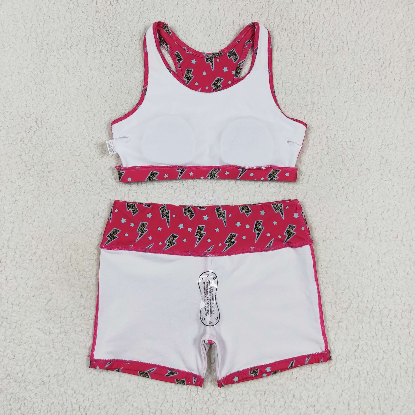 rts no moq GT0519+SS0216 Star Lightning Rose Red Sleeveless Top Shorts sets