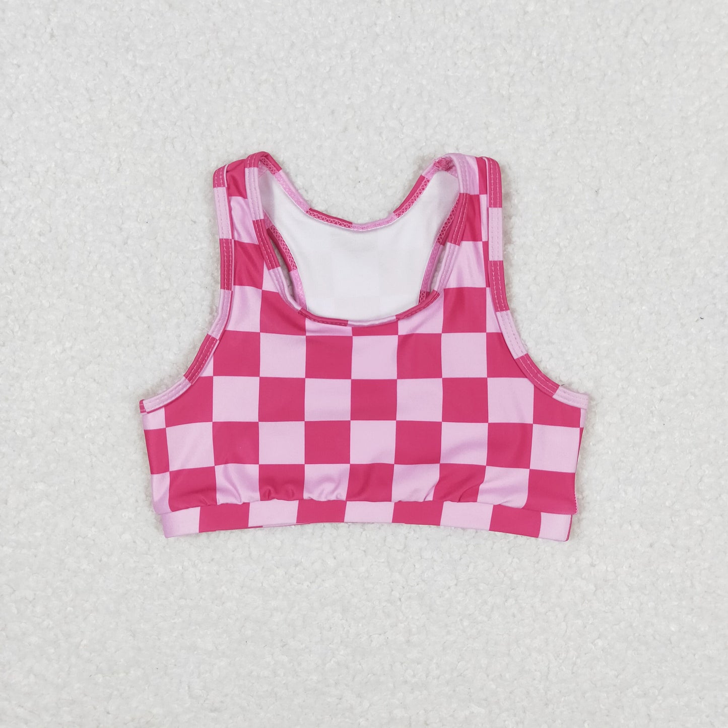 rts no moq GT0521 Pink plaid sleeveless top