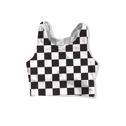 GT0522 black and white grid swim top