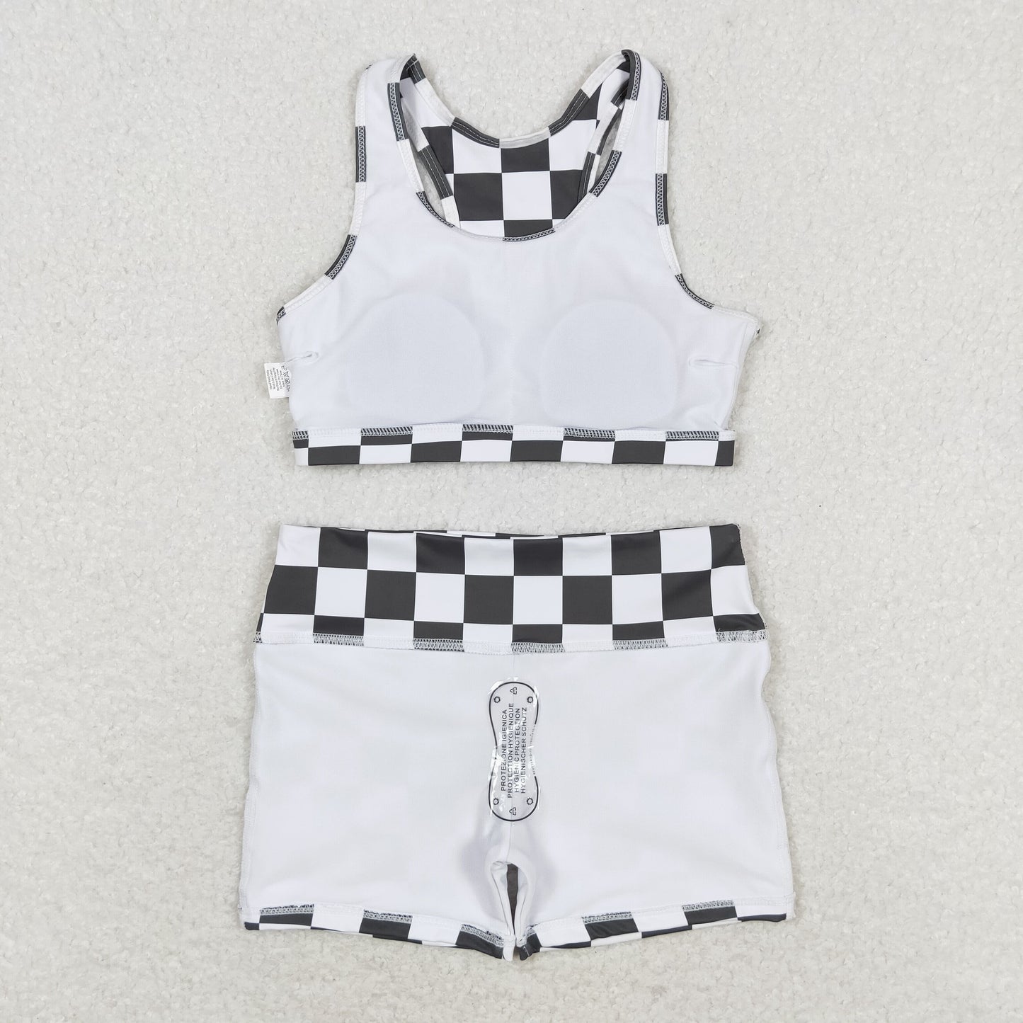 rts no moq GT0522+SS0219 Black and white plaid sleeveless top shorts sets