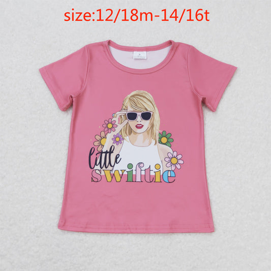 RTS NO MOQ GT0552 little swiftie floral pink short-sleeved top