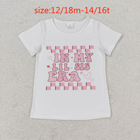 rts no moq GT0557 in my lil sis era letter pink and white plaid short sleeve top