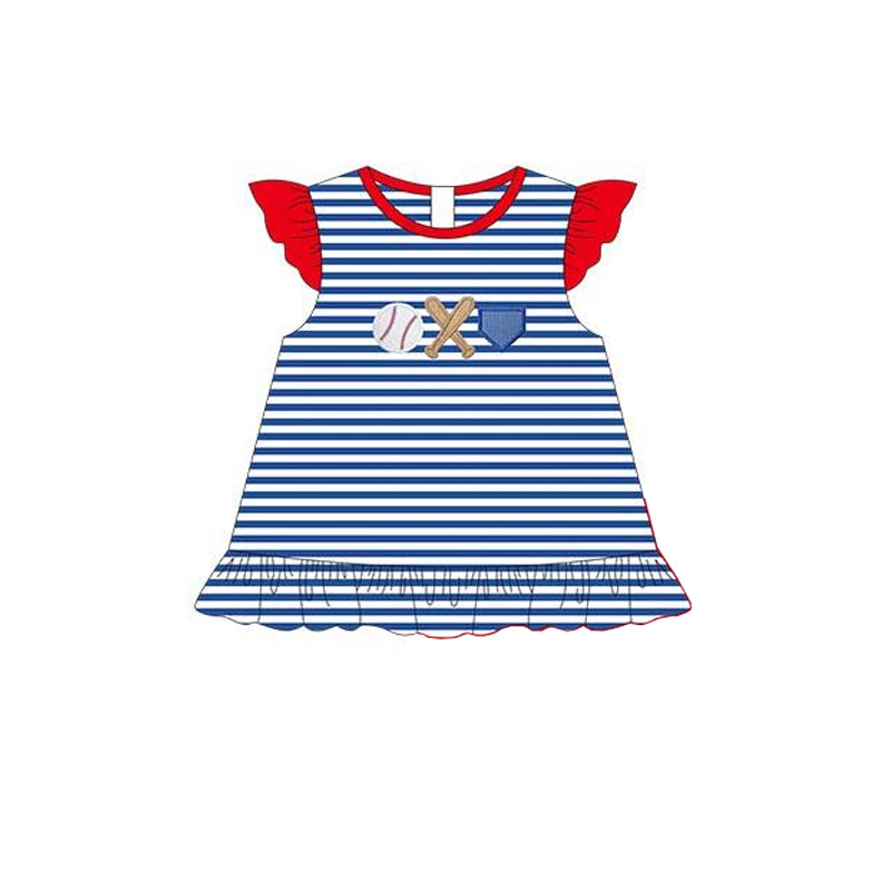 GT0560 embroidery baby girls clothes baseball stripes summer tshirt