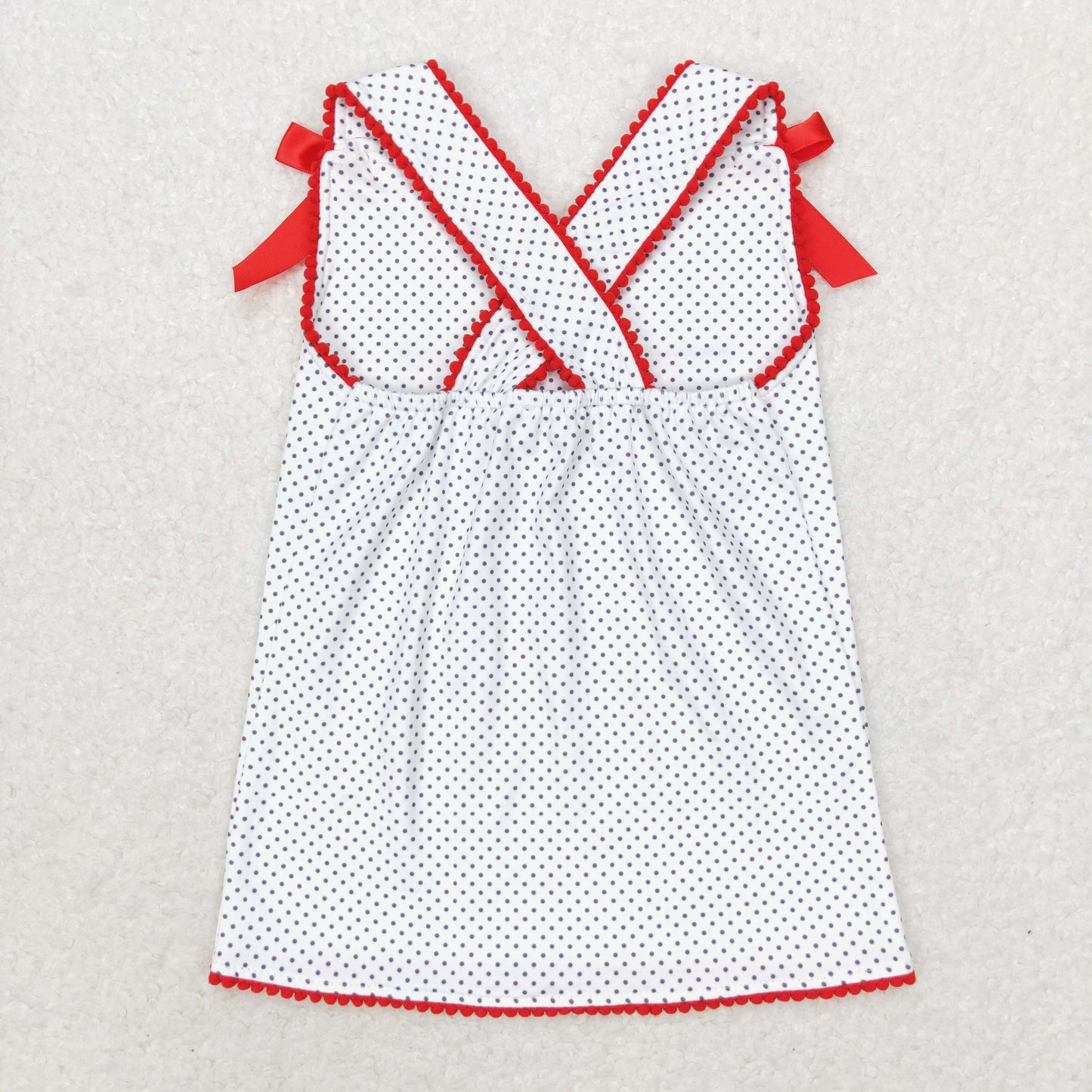 rts no moq GT0599 Embroidered Flag Polka Dot White Sleeveless Top