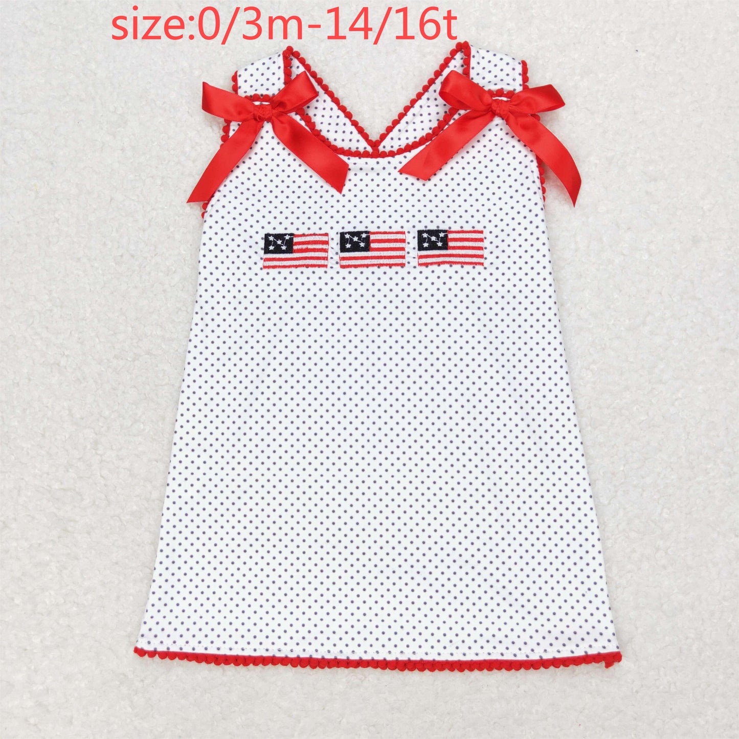 rts no moq GT0599 Embroidered Flag Polka Dot White Sleeveless Top