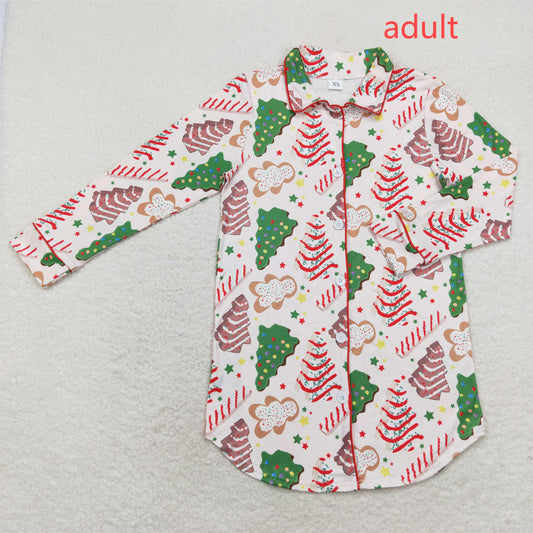 rts no moq GT0622 Adult Female Christmas Tree Cookie Gingerbread Man Long Sleeve Top