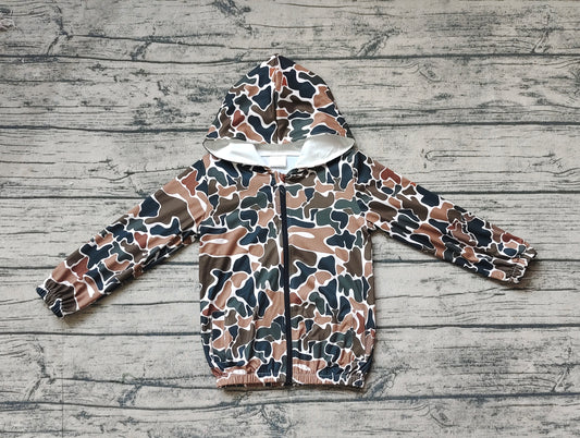 NO MOQ sales  GT0635 Camouflage hooded jacket milk  silk fabric