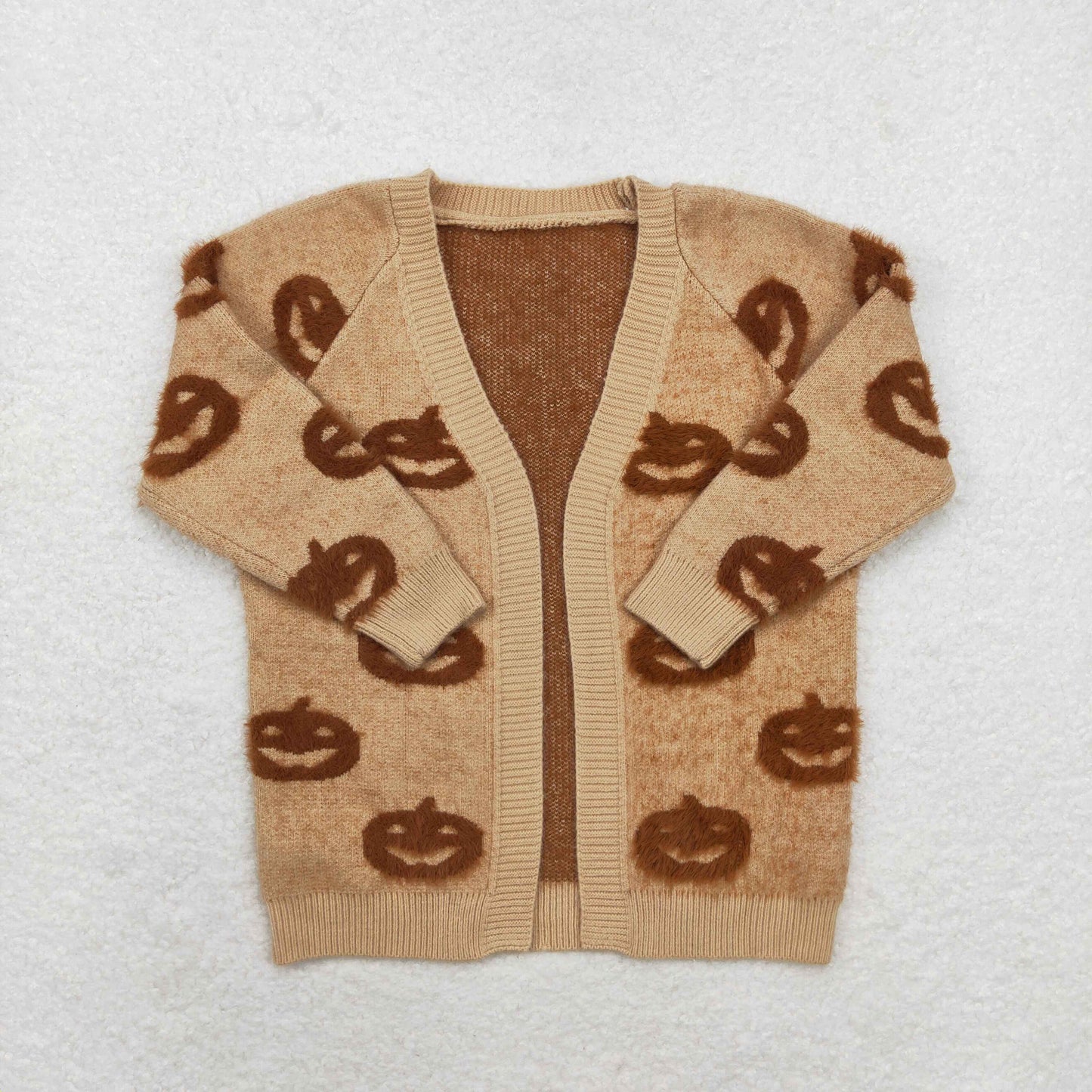 rts no moq GT0651 Halloween pumpkin khaki long-sleeved sweater cardigan