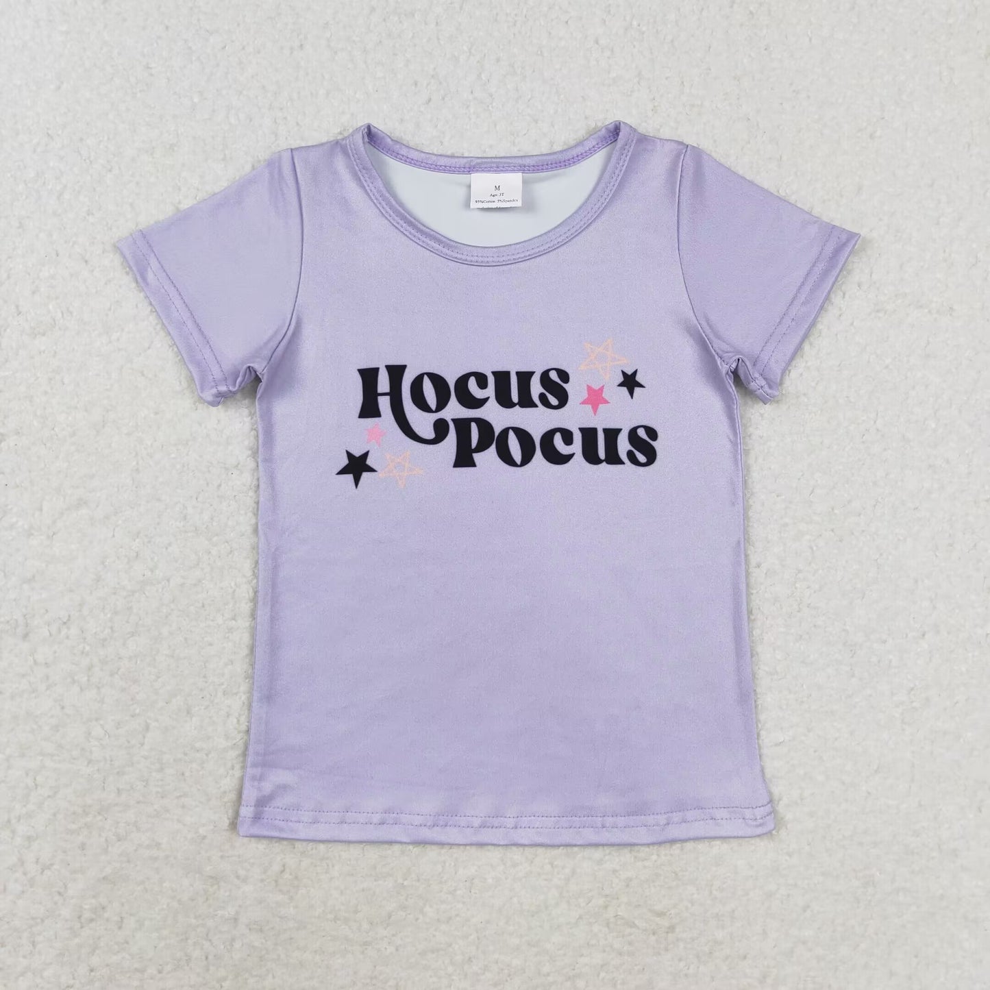 rts no moq GT0667 hocus pocus star purple short-sleeved top