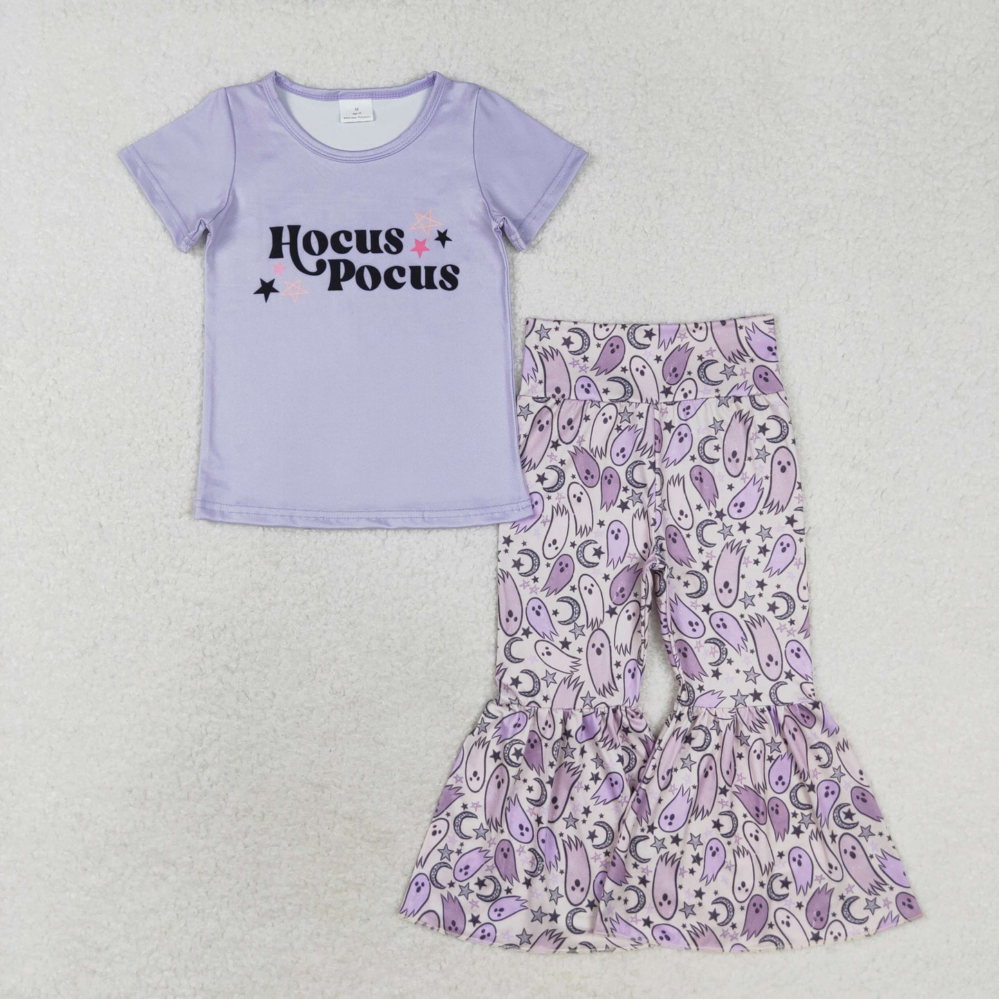 RTS no moq GT0667+P0562 hocus pocus star purple short-sleeved top Ghost star moon trousers