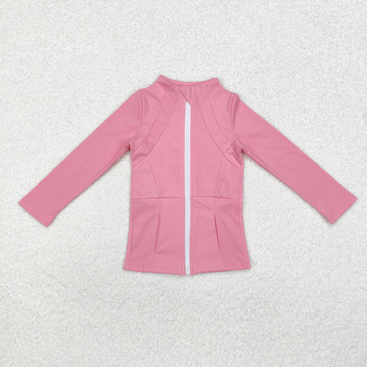 RTS NO MOQ ETA 5/7days GT0680 Pink yoga suit zipper long sleeve top