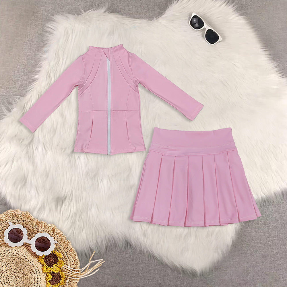 RTS NO MOQ Sibling baby Girls clothes yoga solid color long sleeve Clothes skirts Sets